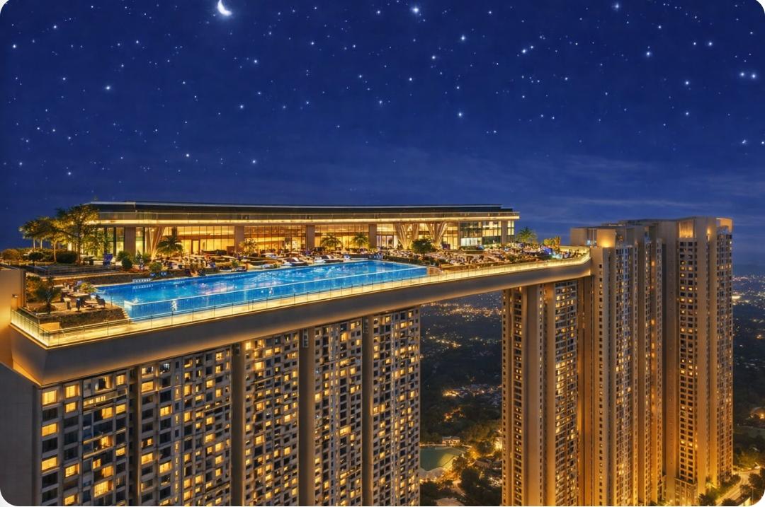 Sky lounge interiors at ~500 ft